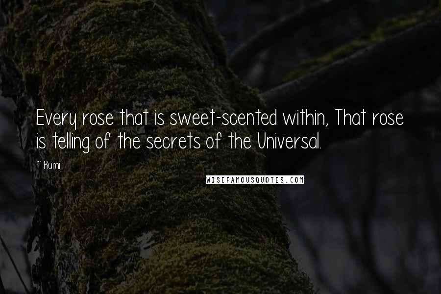 Rumi Quotes: Every rose that is sweet-scented within, That rose is telling of the secrets of the Universal.