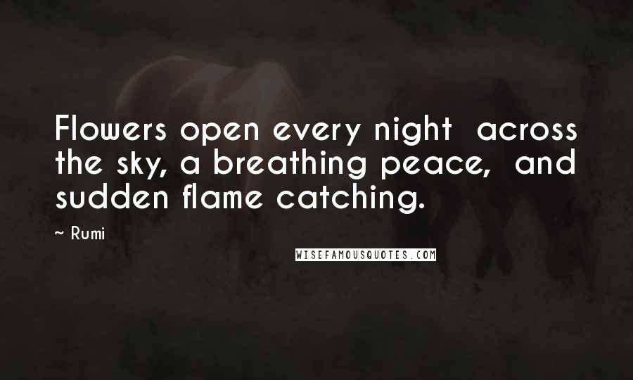 Rumi Quotes: Flowers open every night  across the sky, a breathing peace,  and sudden flame catching.