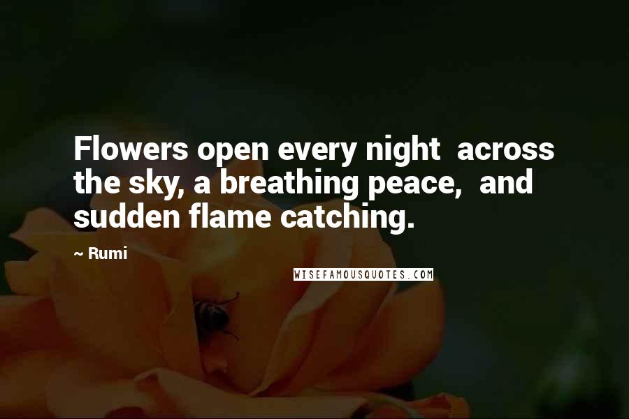 Rumi Quotes: Flowers open every night  across the sky, a breathing peace,  and sudden flame catching.