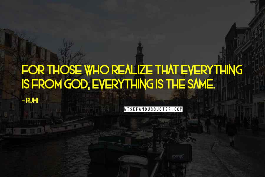 Rumi Quotes: For those who realize that everything is from God, everything is the same.