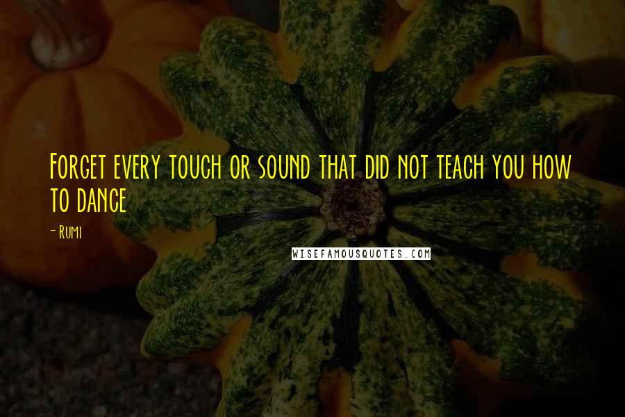 Rumi Quotes: Forget every touch or sound that did not teach you how to dance