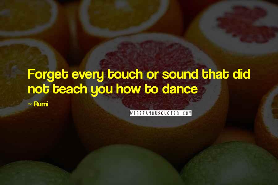 Rumi Quotes: Forget every touch or sound that did not teach you how to dance