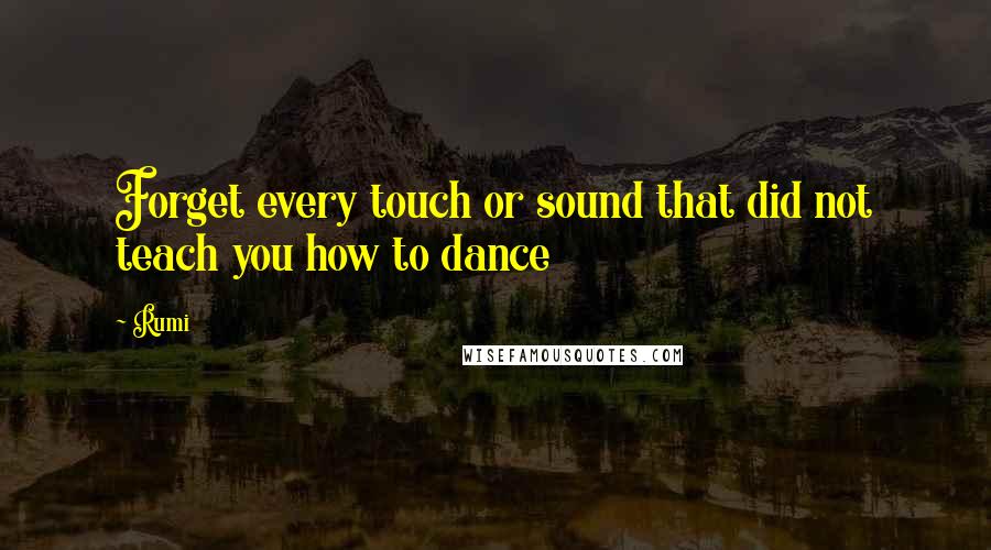 Rumi Quotes: Forget every touch or sound that did not teach you how to dance