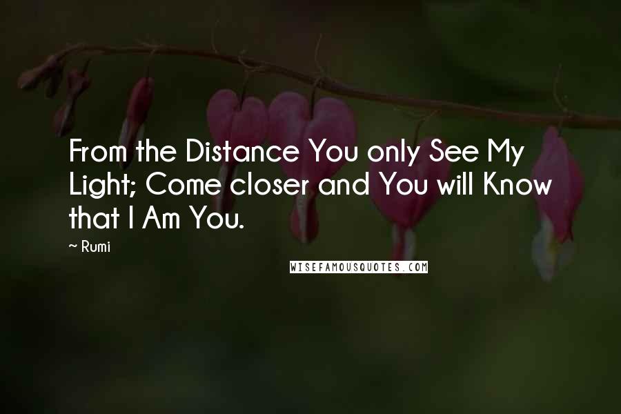Rumi Quotes: From the Distance You only See My Light; Come closer and You will Know that I Am You.