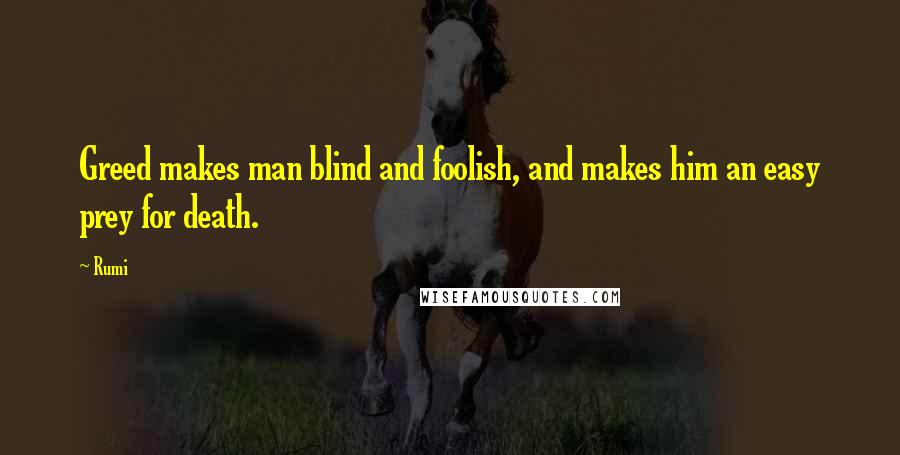 Rumi Quotes: Greed makes man blind and foolish, and makes him an easy prey for death.