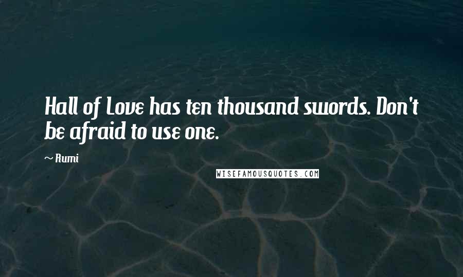 Rumi Quotes: Hall of Love has ten thousand swords. Don't be afraid to use one.