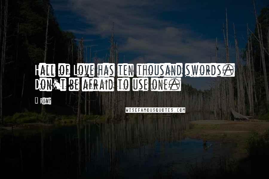 Rumi Quotes: Hall of Love has ten thousand swords. Don't be afraid to use one.