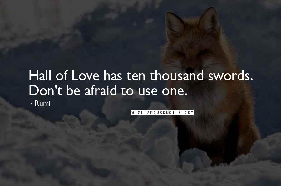 Rumi Quotes: Hall of Love has ten thousand swords. Don't be afraid to use one.