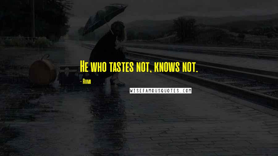 Rumi Quotes: He who tastes not, knows not.