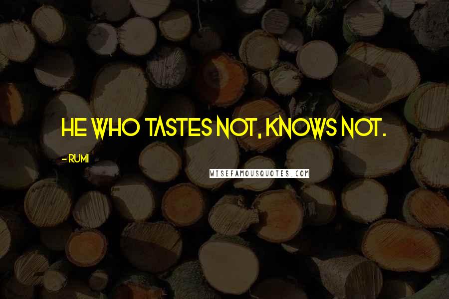 Rumi Quotes: He who tastes not, knows not.