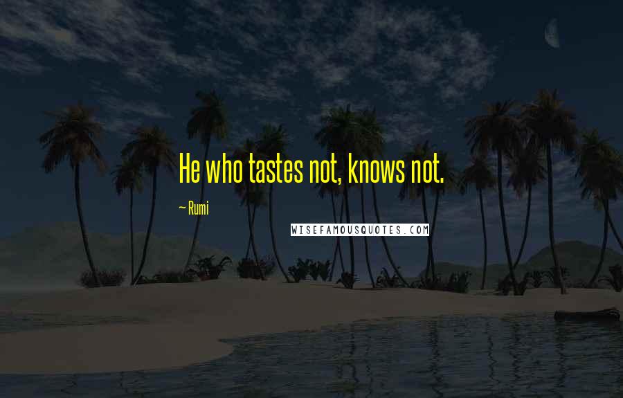 Rumi Quotes: He who tastes not, knows not.
