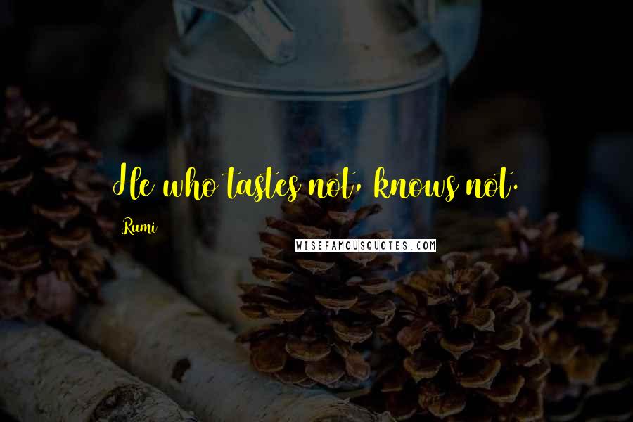 Rumi Quotes: He who tastes not, knows not.