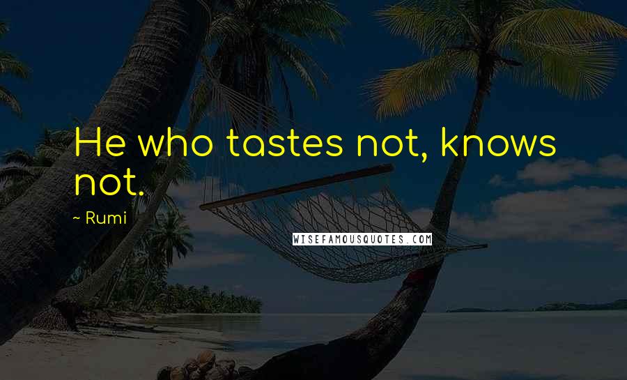 Rumi Quotes: He who tastes not, knows not.
