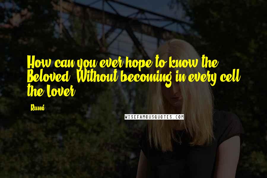 Rumi Quotes: How can you ever hope to know the Beloved Without becoming in every cell the Lover?