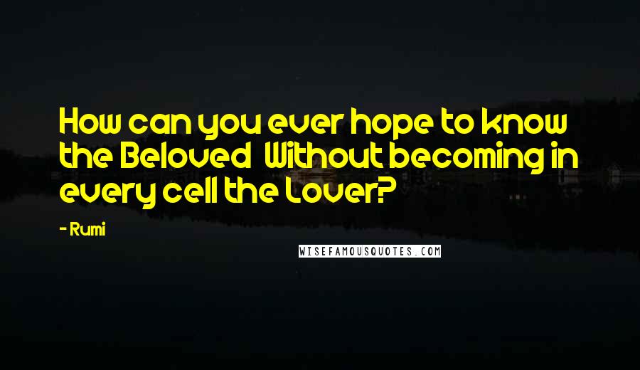 Rumi Quotes: How can you ever hope to know the Beloved Without becoming in every cell the Lover?