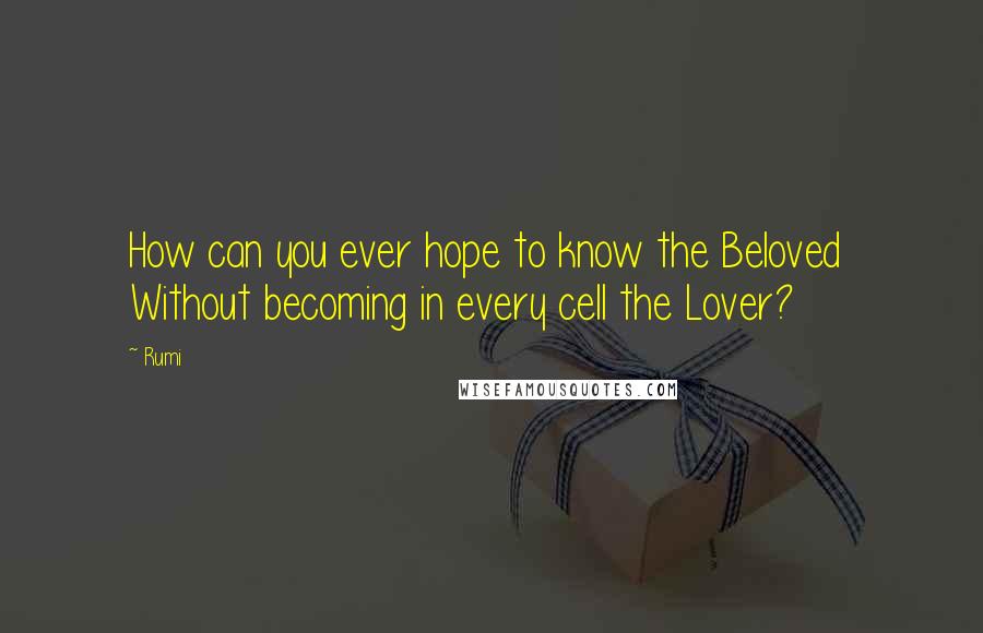 Rumi Quotes: How can you ever hope to know the Beloved  Without becoming in every cell the Lover?