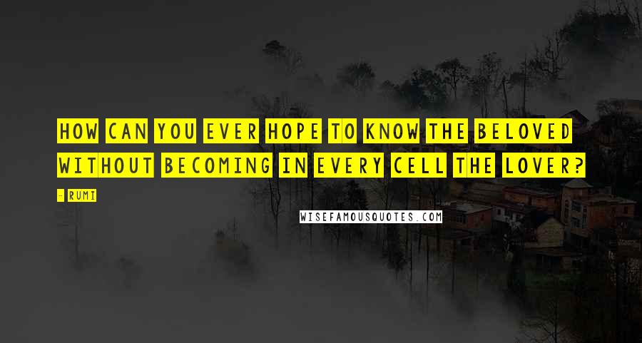 Rumi Quotes: How can you ever hope to know the Beloved  Without becoming in every cell the Lover?