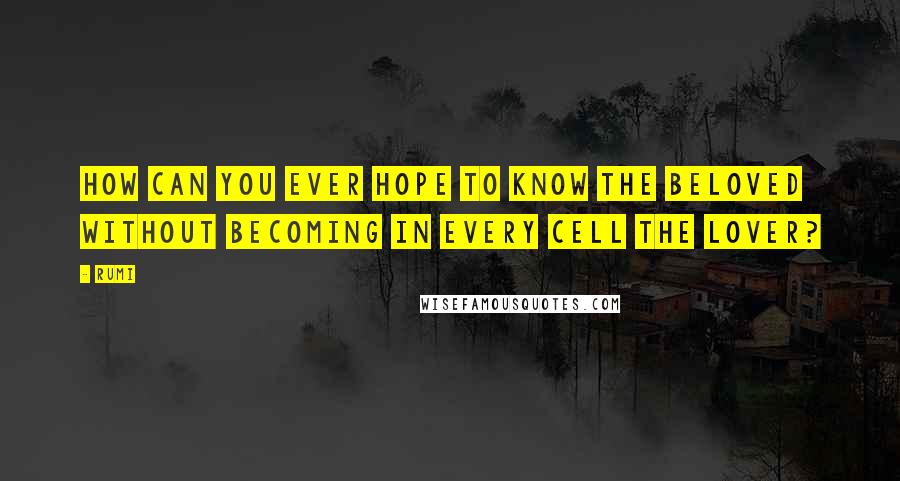 Rumi Quotes: How can you ever hope to know the Beloved Without becoming in every cell the Lover?
