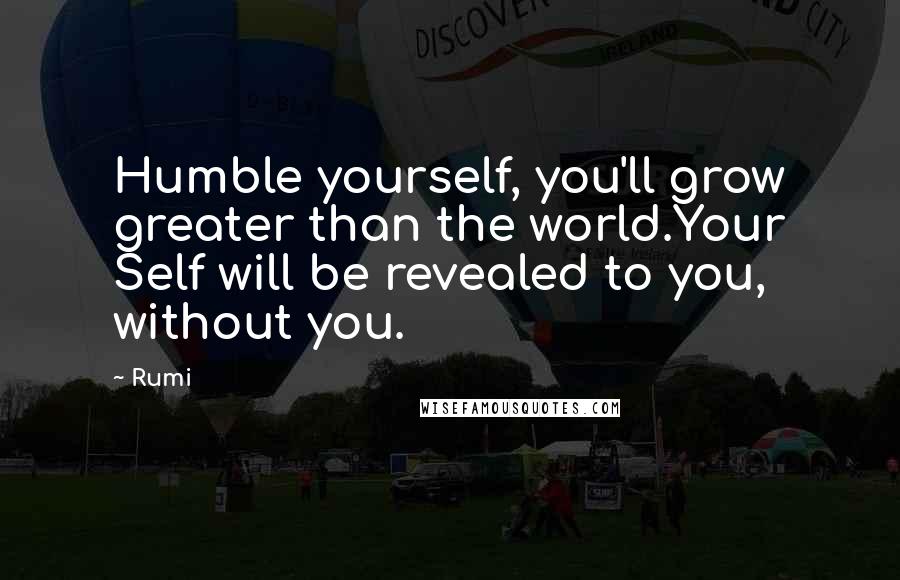 Rumi Quotes: Humble yourself, you'll grow greater than the world.Your Self will be revealed to you, without you.