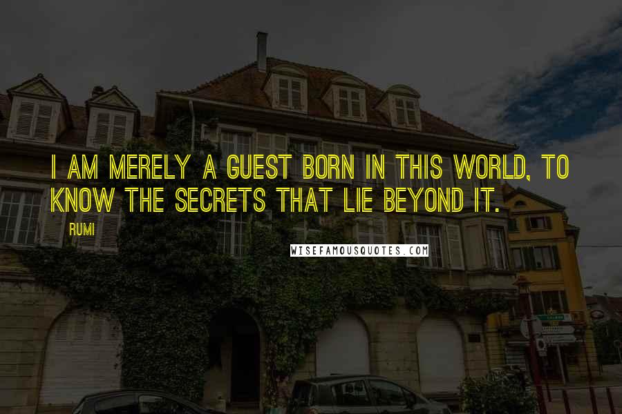 Rumi Quotes: I am merely a guest born in this world, to know the secrets that lie beyond it.