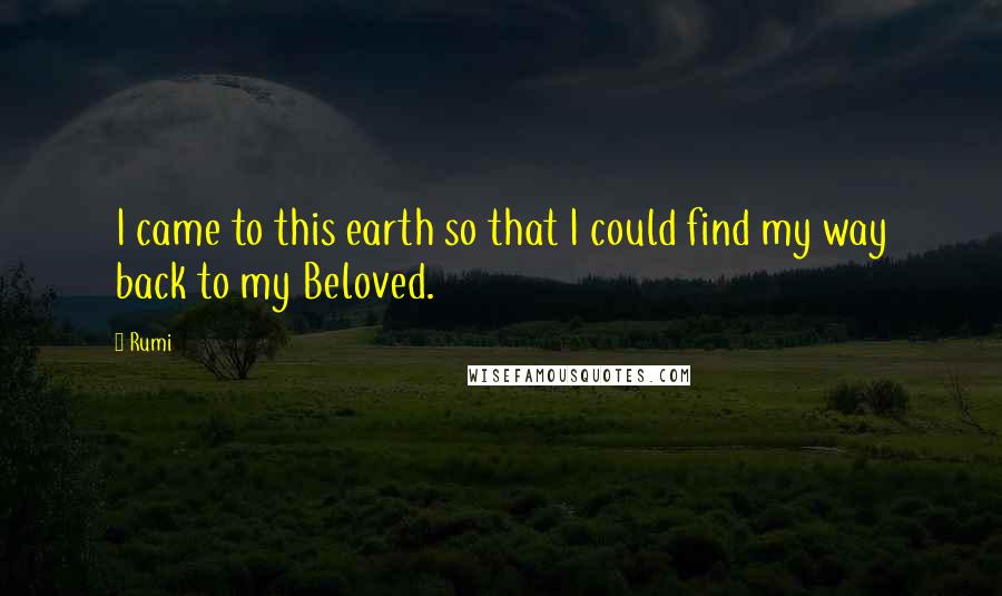 Rumi Quotes: I came to this earth so that I could find my way back to my Beloved.