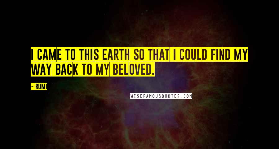 Rumi Quotes: I came to this earth so that I could find my way back to my Beloved.