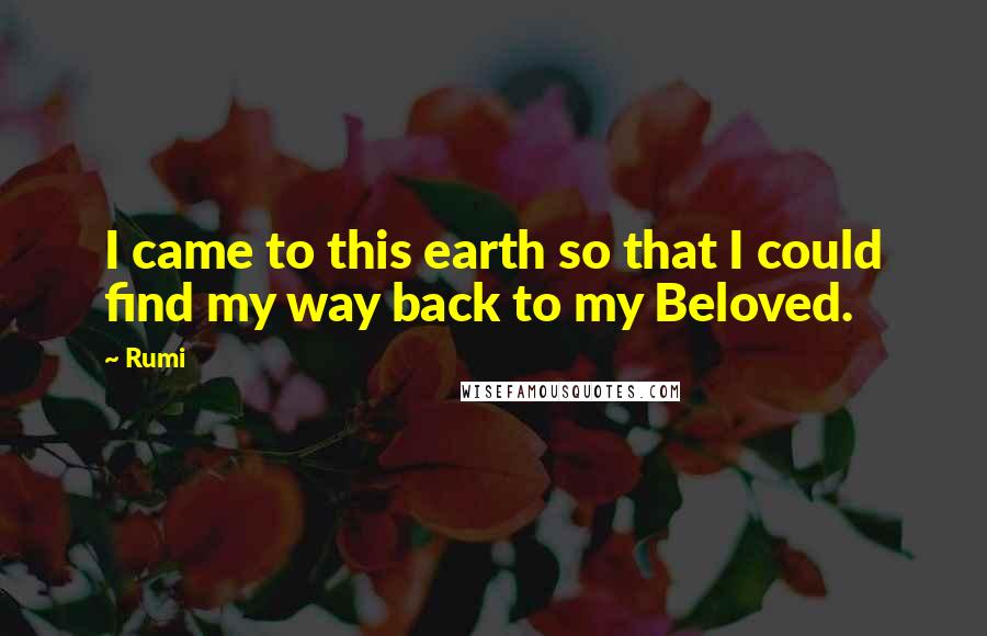 Rumi Quotes: I came to this earth so that I could find my way back to my Beloved.