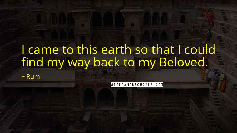 Rumi Quotes: I came to this earth so that I could find my way back to my Beloved.