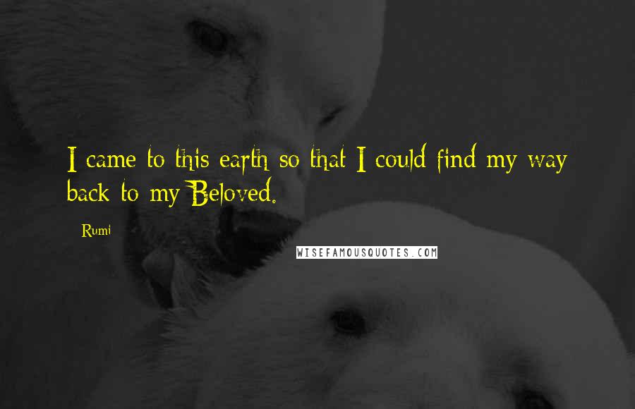 Rumi Quotes: I came to this earth so that I could find my way back to my Beloved.