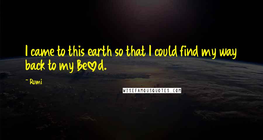 Rumi Quotes: I came to this earth so that I could find my way back to my Beloved.