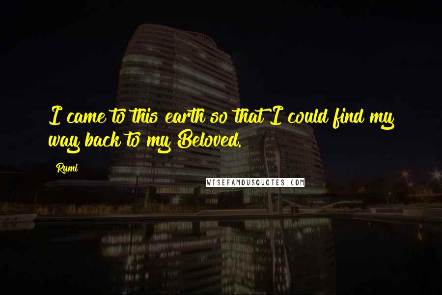 Rumi Quotes: I came to this earth so that I could find my way back to my Beloved.