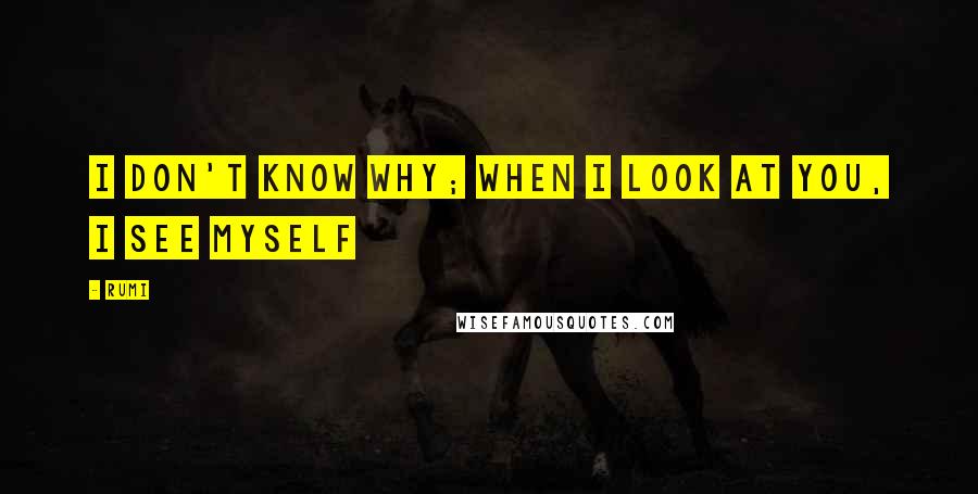 Rumi Quotes: I don't know why; when I look at you, I see myself