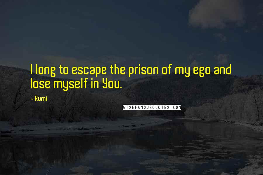 Rumi Quotes: I long to escape the prison of my ego and lose myself in You.
