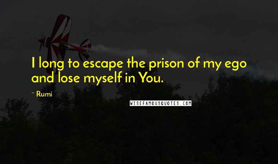 Rumi Quotes: I long to escape the prison of my ego and lose myself in You.