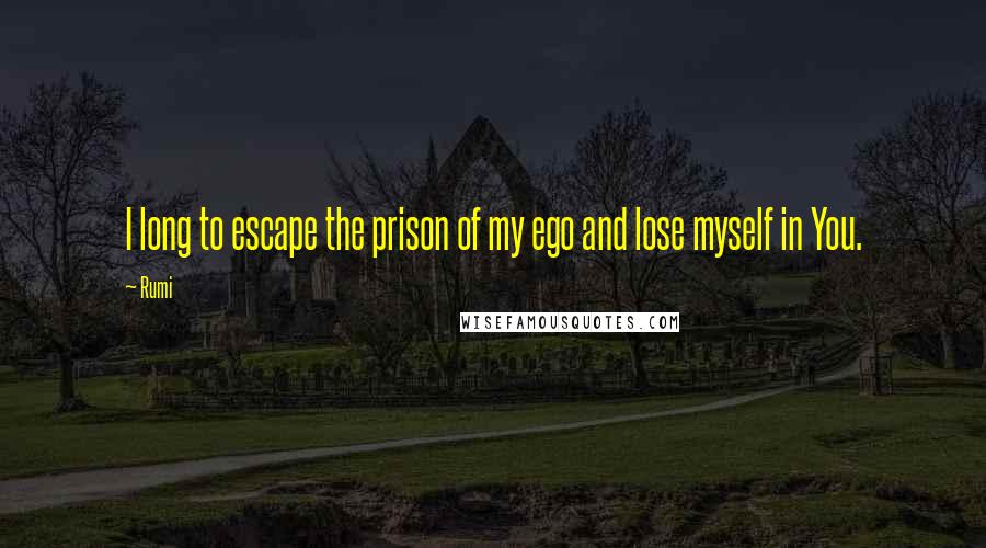 Rumi Quotes: I long to escape the prison of my ego and lose myself in You.