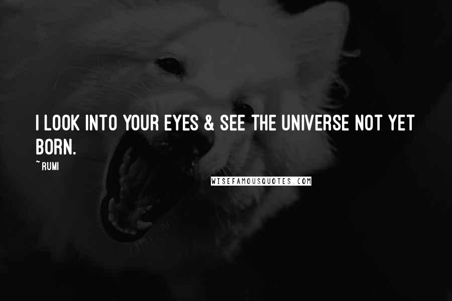 Rumi Quotes: I look into your eyes & see the universe not yet born.
