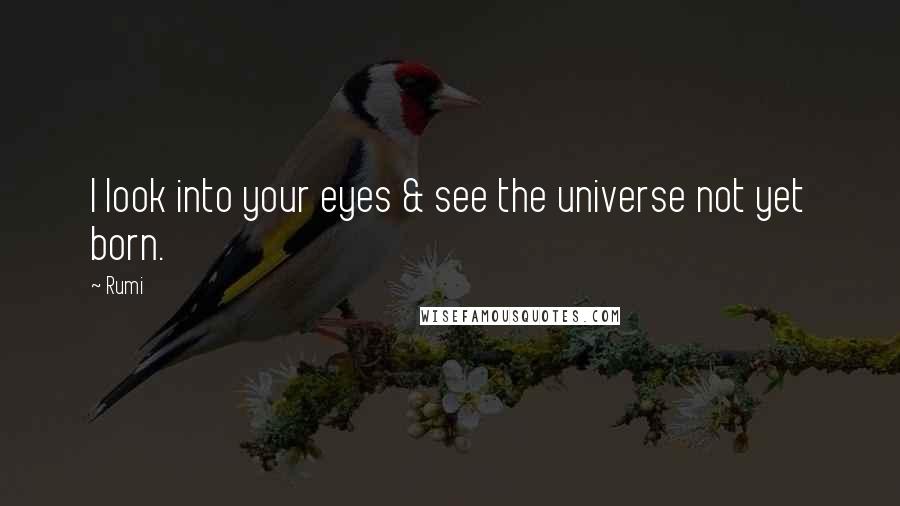Rumi Quotes: I look into your eyes & see the universe not yet born.