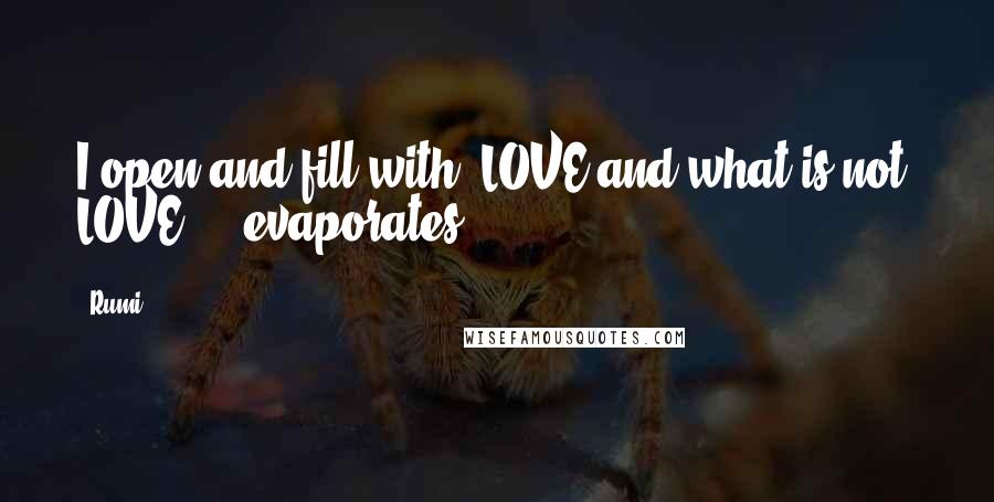 Rumi Quotes: I open and fill with LOVE and what is not LOVE ... evaporates!