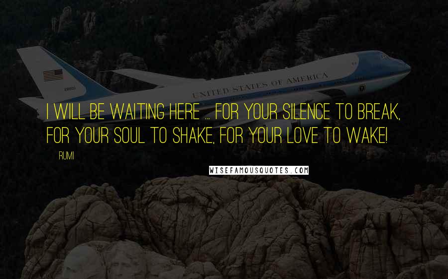 Rumi Quotes: I will be waiting here ... For your silence to break, For your soul to shake, For your love to wake!