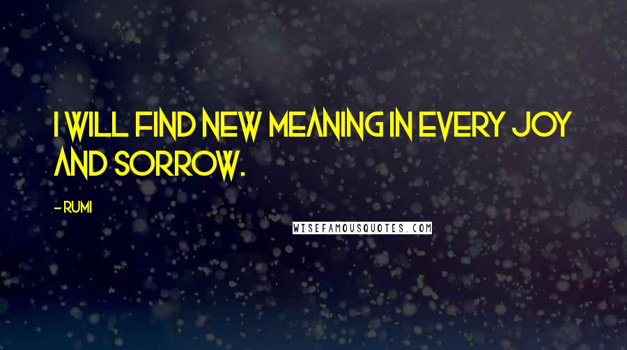 Rumi Quotes: I will find new meaning in every joy and sorrow.