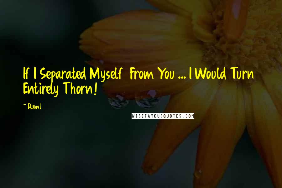 Rumi Quotes: If I Separated Myself  From You ... I Would Turn  Entirely Thorn!