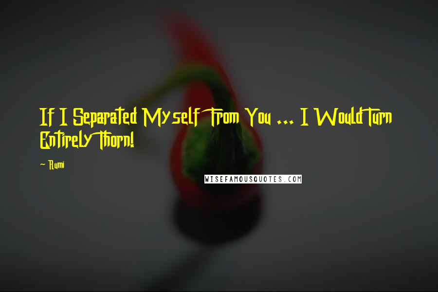 Rumi Quotes: If I Separated Myself  From You ... I Would Turn  Entirely Thorn!