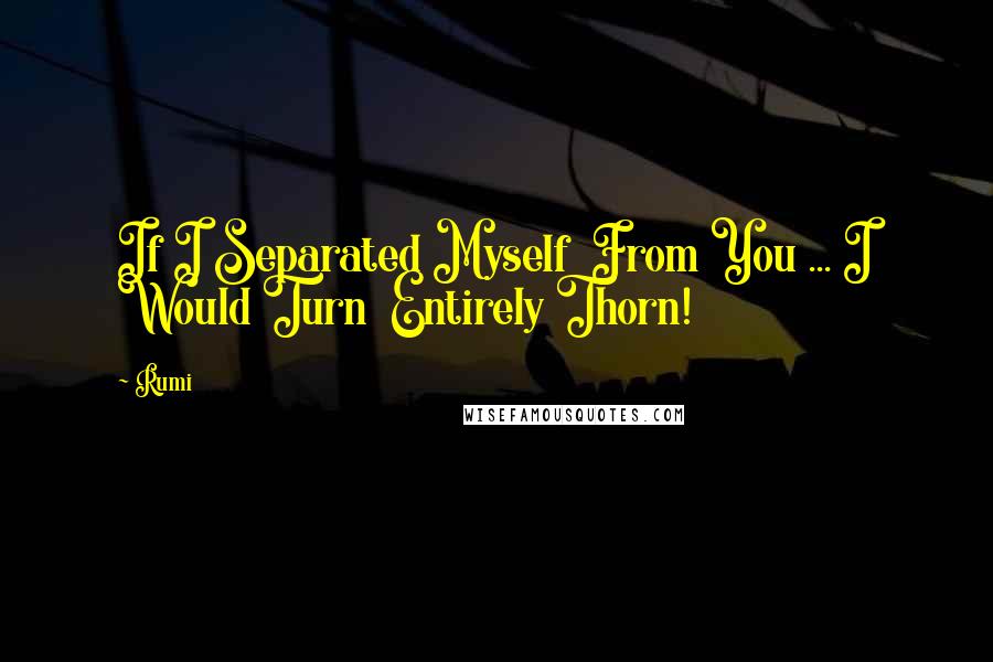 Rumi Quotes: If I Separated Myself  From You ... I Would Turn  Entirely Thorn!