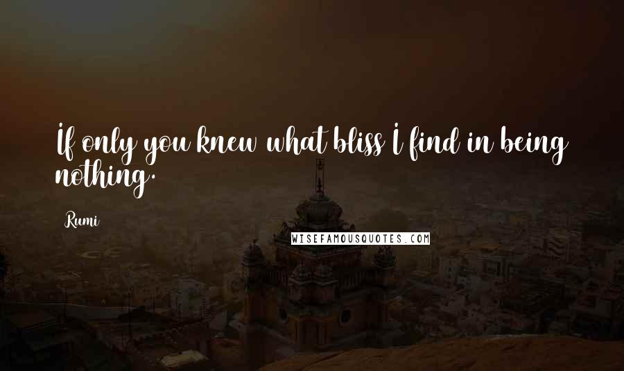 Rumi Quotes: If only you knew what bliss I find in being nothing.