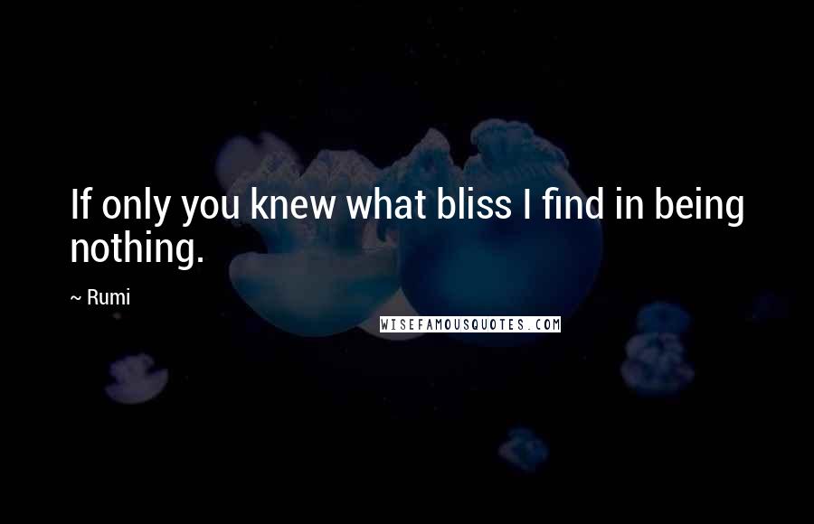 Rumi Quotes: If only you knew what bliss I find in being nothing.