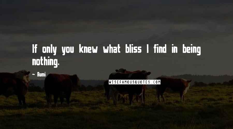 Rumi Quotes: If only you knew what bliss I find in being nothing.