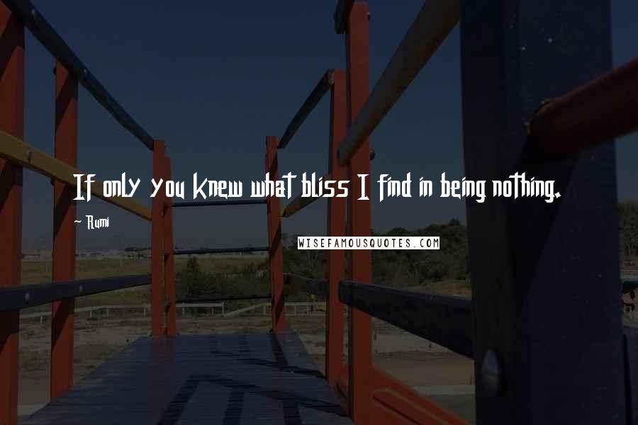 Rumi Quotes: If only you knew what bliss I find in being nothing.