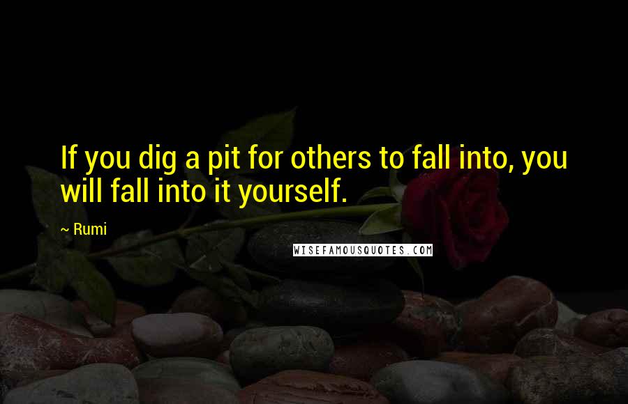 Rumi Quotes: If you dig a pit for others to fall into, you will fall into it yourself.