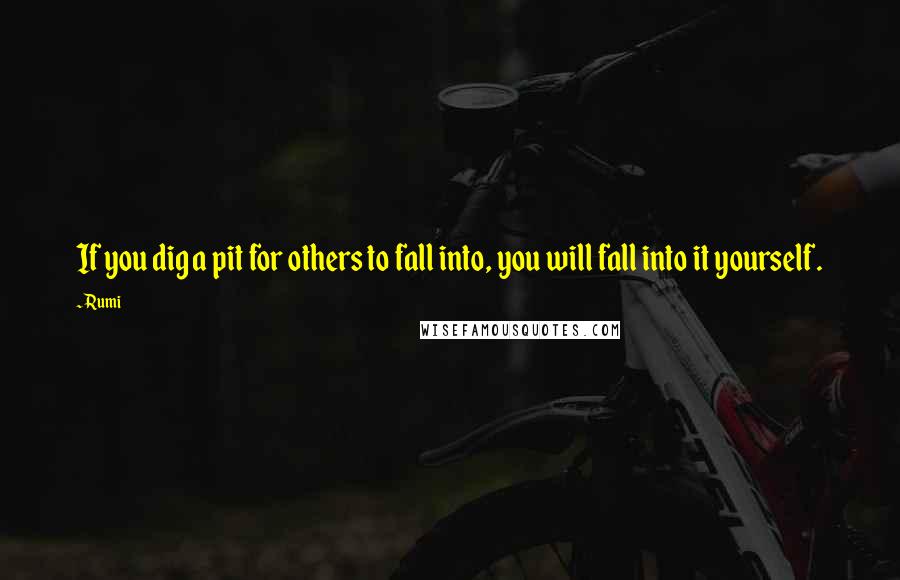 Rumi Quotes: If you dig a pit for others to fall into, you will fall into it yourself.