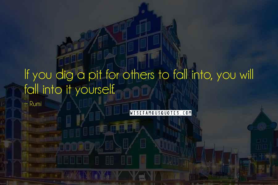 Rumi Quotes: If you dig a pit for others to fall into, you will fall into it yourself.